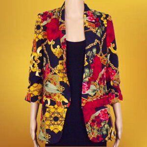 OVI FASHION size S multicolor open-front blazer 100% polyester hand wash only